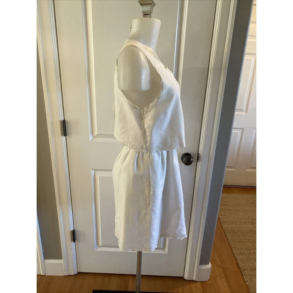 Madewell White Eyelet Overlay Open‎ Back Dress Size 6/S Sleeveless Beachy Boho